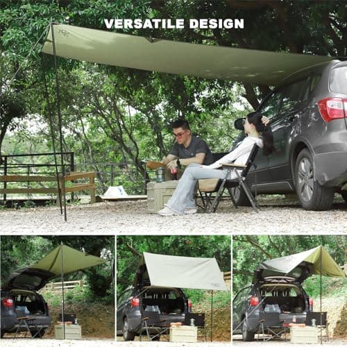 FEIWOOD GEAR Portable Car Awning for SUV, Vehicle Awning for Camping Van Truck, Needn't Roof Rack Hardwares Waterproof UV50+ 10 x 5.6 ft - Thumbnail 3