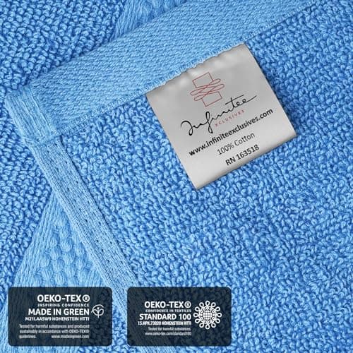 Infinitee Xclusives Blue Hand Towels for Bathroom - Set of 6 (16x28 inches) 600 GSM, 100% Cotton Ultra Soft, Quick Drying, Hotel Quality Hand Towel Set (Eloquent Blue) - Thumbnail 5