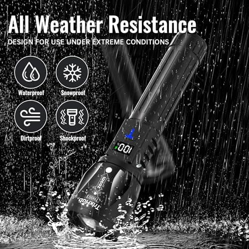 TrixHub Rechargeable Flashlights 3Pack High Lumens, 5Mode Rechargeable Flashlights with LCD Digital Display, Super Bright Flashlight Adjustable Flash Light, High Powered LED Flashlight for Emergency - Thumbnail 6