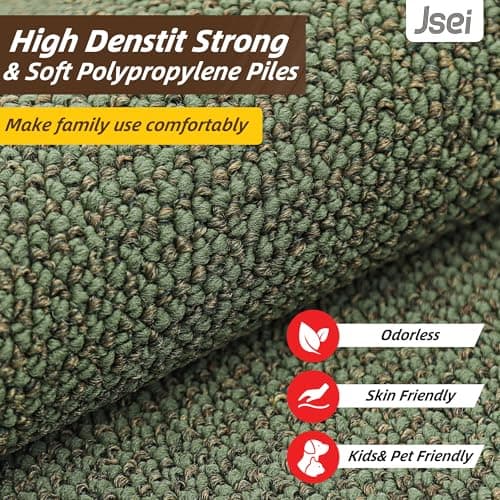 JSEI 17''x71'' Non-Slip Kitchen Runner Rug, Polypropylene Kitchen Mats, Machine Washable Absorbent and Stain Resistant Kitchen Rug, Carpet Mats with TPR Backing for Kitchen, Green - Thumbnail 5
