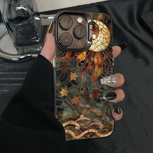 Benbabuwe for iPhone 17 Air Case, Aesthetic Hard Hybrid Shell Shockproof Protective Cute Matte Cases for iPhone 17 Air Chip Marble Moon Print Pattern for Women Girls - Thumbnail 5