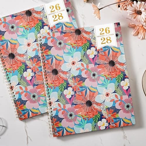 Monthly Planner 2026-2028 - 2 Year Planner 2026-2028, July 2026 - June 2028, 2 Years Monthly Planner, 9" x 11", Two Year Calendar Planners with Back Pocket, Twin-wire Binding, Tabs - Floral - Thumbnail 2