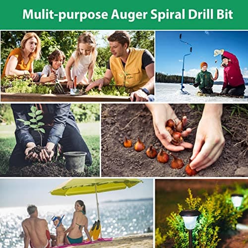 DEEGETEL Auger Drill Bit for Planting 4 Pack, Garden Ground Earth Spiral 3/8" Hex Drive Drill, Easy Bulb Post Hole Digger Flowers, Metal Bedding Digging Plant Rapid Planter Tool - Thumbnail 5