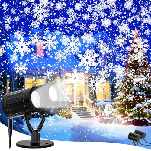 AKSDA Snowflake Christmas Projector Lights Outdoor, 2025 Upgraded Double Head, 360° Rotating, IP65 Waterproof, Timer Function - Holiday, Party, Christmas Decorations & Gifts for Yard, Garden, Indoor - Image 1