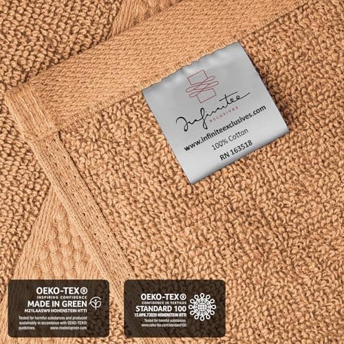 Infinitee Xclusives Beige Hand Towels for Bathroom - Set of 6 (16x28 inches) 600 GSM, 100% Cotton Ultra Soft, Quick Drying, Hotel Quality Hand Towel Set (Cosmic Sand) - Thumbnail 2