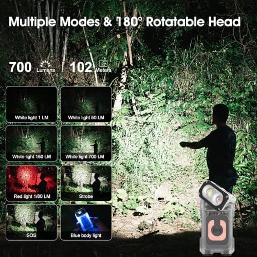 WUBEN X3 Mini Rechargeable Flashlight with Charging Base 180 Degree EDC Keychain Flashlight Twist Ip65 Waterproof Magnet Pocket Flashlights 10 Mode Type-C Lanyard for Camping, Outdoor,Inspection, Gift - Thumbnail 3