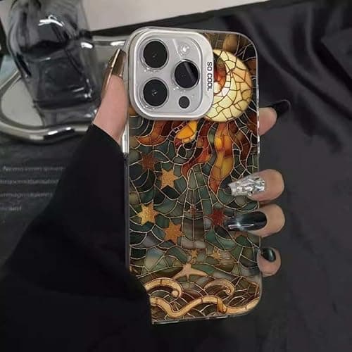 Benbabuwe for iPhone 17 Air Case, Aesthetic Hard Hybrid Shell Shockproof Protective Cute Matte Cases for iPhone 17 Air Chip Marble Moon Print Pattern for Women Girls - Thumbnail 2