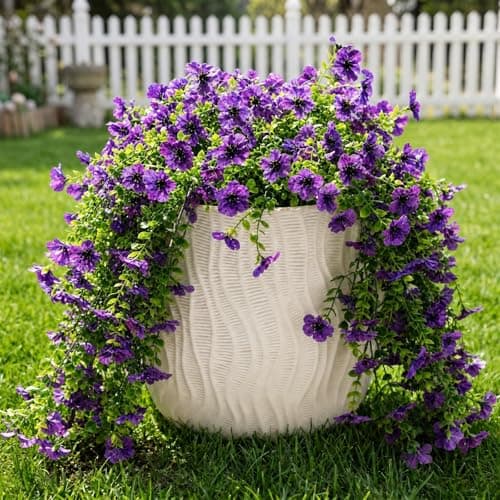 UJROQI Artificial Fake Hanging Flowers for Outdoors, 2 Pack UV Resistant Faux Hanging Plants, Waterproof Realistic Artificial Daisy Flowers for Porch, Balcony, Patio Garden Spring Summer Decor - Image 1