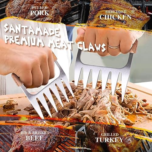 SANTAMADE Meat Shredder Claws - Stainless Steel Meat Claws for Pulled Pork, Shredded Chicken, Bear Claws for Shredding Meat, Grill, BBQ Smoker Accessories, Grilling Gifts, Stocking Stuffers for Men - Thumbnail 4