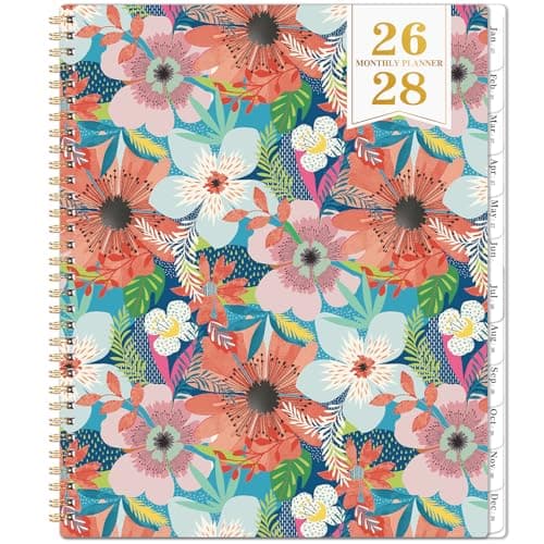Monthly Planner 2026-2028 - 2 Year Planner 2026-2028, July 2026 - June 2028, 2 Years Monthly Planner, 9" x 11", Two Year Calendar Planners with Back Pocket, Twin-wire Binding, Tabs - Floral