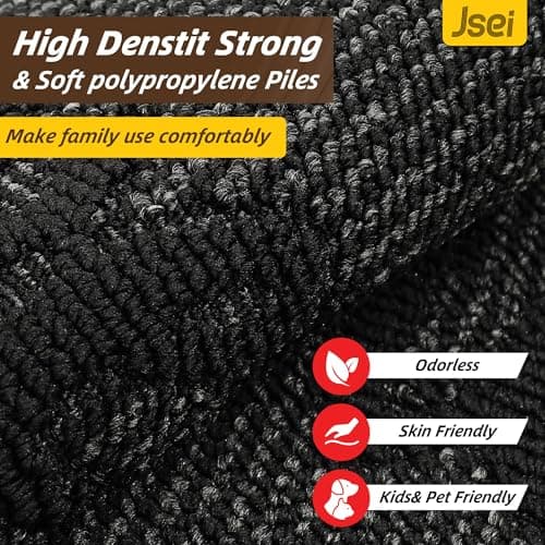 JSEI Door Mat 20"x 32",Absorbent Dirt Welcome Mat,Non-Slip Entryway Rugs Washable Indoor Entrance Mats,Low Profile Floor Mat for Entryway and Front Back Door,Black - Thumbnail 6