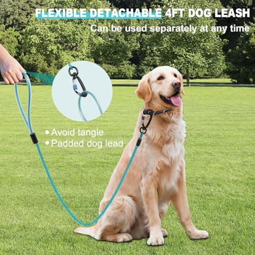 Libbipaw Dog Runner for Yard - 100ft Aerial Dog Run Cable System with Shock Absorbing Bungee Tether, Chew Proof Steel Cable & Tangle Free Pulley for Large Dogs, Backyard Zip Line for Dogs - Thumbnail 4