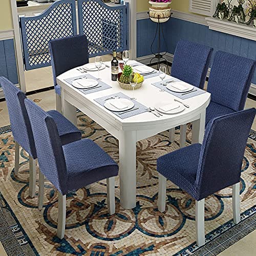 Genina Waterproof Chair Covers for Dining Room Set of 4 Kitchen Chair Covers Parson Dining Chair Slipcover,Navy Blue - Thumbnail 2