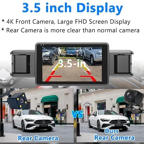 4 Channel 4K Dash Cam Front and Rear Inside, 360° View 1080P Dash Camera for Cars, Super Night Vision, Gravity Sensor, Loop Recording, WDR, 24H Parking Mode, WiFi & APP Control, with 64GB Card - Thumbnail 6