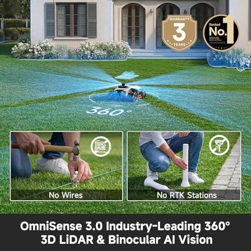[All-Terrain Wire-Free] DREAME A3 AWD 1000 Robot Lawn Mower, 360° 3D LiDAR & AI Dual Vision Smart Robotic Mower for 0.25 Acre, 80% Slopes & 45min Fast Charge for Homeowners with Large/Steep Lawns - Thumbnail 2