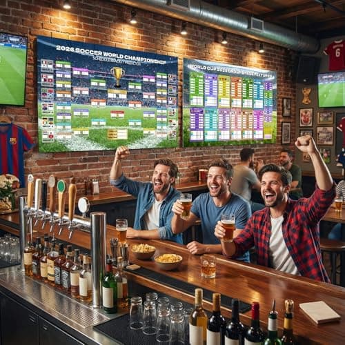 ZUOMAGUO World Cup Schedule Poster 2026 World Soccer Game Wall Chart Poster No Crease World Cup Soccer Calendar Football Tournament Schedule Home Bar Party Decorations - Thumbnail 6