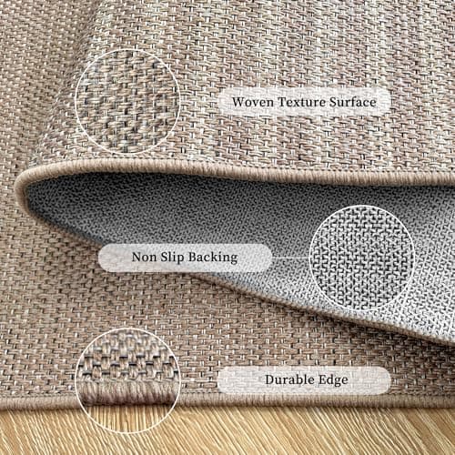 Arvenchy Easy Jute Rug 2x6: Indoor Outdoor Natural Boho Area Rugs for Hallway Patio Non Slip - Farmhouse Neutral Contemporary Carpet Mat for Entryway Kitchen Laundry Room Bedroom Washable - Thumbnail 3
