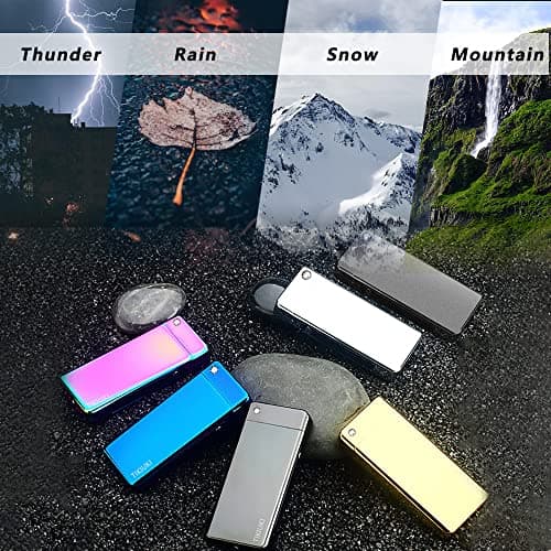 TIKIUKI Plasma Lighter Rechargeable, Windproof USB Lighters Arc Cool Lighter with Projection Stone, Visual Battery Auto-Off, Vintage Custom Lighters Design for Outdoor Camping Candle Gift（Silver） - Thumbnail 6