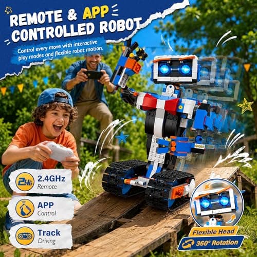 okk Robot Building Toys for Boys, STEM Projects for Kids Ages 6-12, Remote & APP Controlled Engineering Learning Educational Coding DIY Building Kit Rechargeable Robot Toy Gifts for Girls - Thumbnail 2