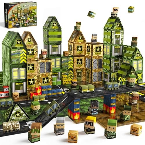 GobiDex 100PCS Magnetic Building Blocks Army Toys, STEM Military Magnetic Tiles with Army Men, Magnet Construction Toys for Toddler Kids Ages 3-5 5-7 4-8, Birthday Gifts for 3+ Year Old Boys Girls - Image 1