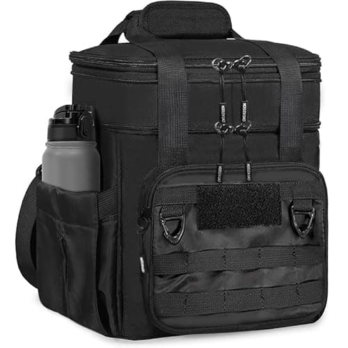 Noelen Gad Expandable Insulated Lunch Box for Men & Women - Tactical Cooler Lunch Bag, Keeps Food Hot or Cold 8 Hours, Large Capacity with Water Bottle Holder & Shoulder Strap (Black) - Image 1