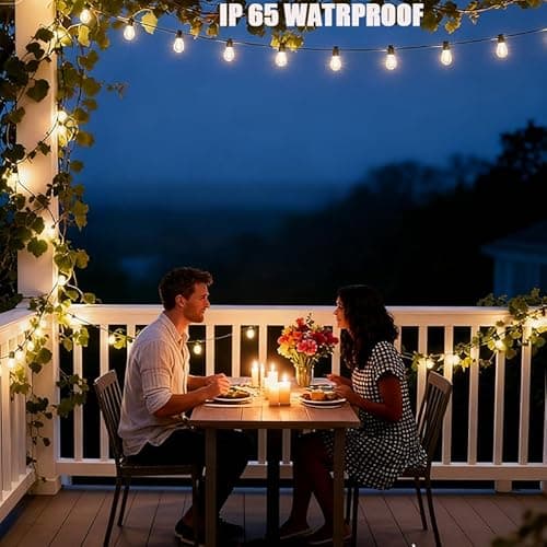 AurNyvaMay Outdoor String Lights with 20 Shatterproof Patio Deals S14 Vintage Edison Bulbs,2700K Dimmable Outdoor Lights,IP65 Waterproof LED String Lights for Outside, Patio Lights - Thumbnail 6