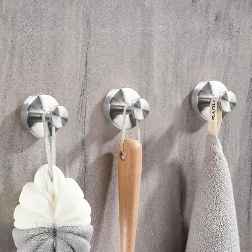 MNGD Towel Hook Shower Suction Hooks Towel Hanger for Bathroom Hanging Coat, Robe, Removable Wall Mounted Hook for Bedroom Kitchen Hotel Pool Brushed Nickel(4-Pack) - Thumbnail 2