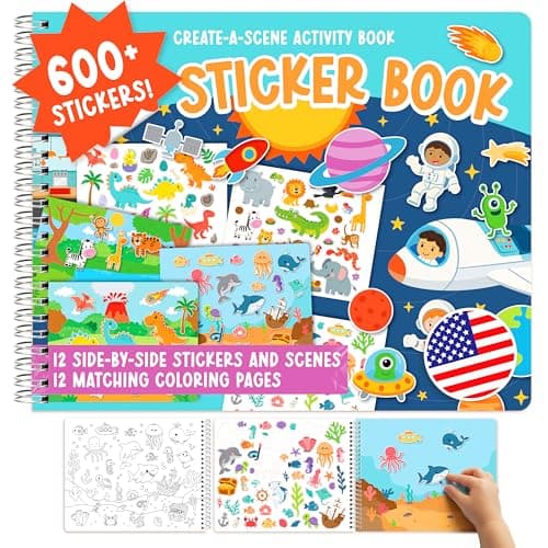 Sticker Books for Toddlers 2-4 Years - Toddler Sticker Book Preschool Learning Activities, Kids Stickers Ages 2-4, Quiet Books for Toddlers 3-5, Kids Travel Activities, Educational Toddler Boy Gifts - Image 1