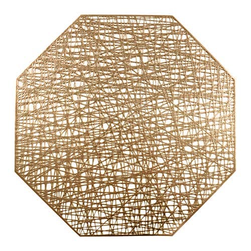 U'Artlines Octagonal Placemats Hollow Out Mats Vinyl Non-Slip Heat Insulation Kitchen Table Mats (Octagonal Gold, 12pcs) - Image 1