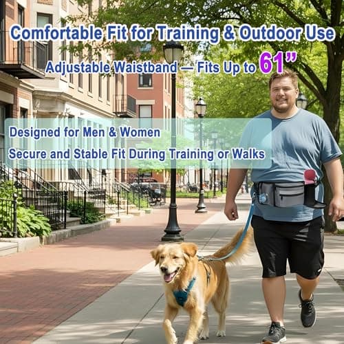 Dog Walking Fanny Pack with Poop Bag Dispenser & Bottle Holder, Hands-Free Dog Walk Bag with Adjustable Waist Belt, Reflective Dog Fanny Pack for Walking, Training & Daily Use, Black - Thumbnail 5