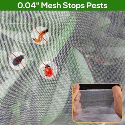 7.8 x 7.8 ft Large Fruit Tree Netting Cover with Zipper and Drawstring,Garden Insect Netting Plant Cover Transparent Bird Plant Barrier Flower Fruit Mesh Screen for Preventing Deer Squirrel Bugs - Thumbnail 6