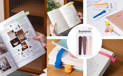 3Pcs Bookmark Book Marks, Silicone Book Marks for Reading Women Men Kids Book Lovers, Automatic Book Mark Smart Book Marker Clip Page Holder Reading Accessories School Supplies Gifts for Students - Thumbnail 5