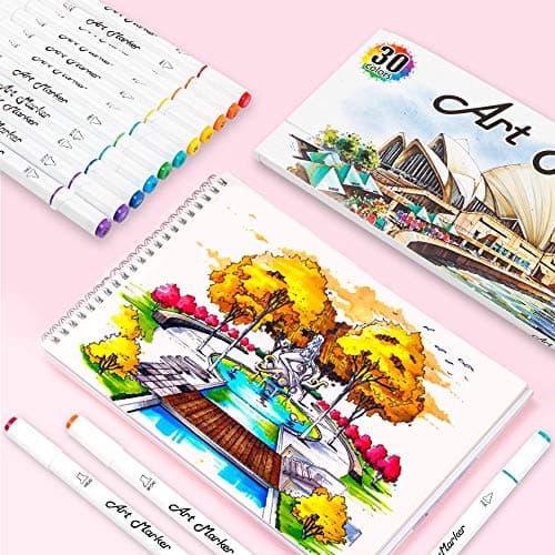Lelix 30 Colors Art Markers, Dual Tip Permanent Marker Pens Highlighters Perfect for Kids Adults Artist Drawing Sketching Card Making & Coloring Books - Thumbnail 6