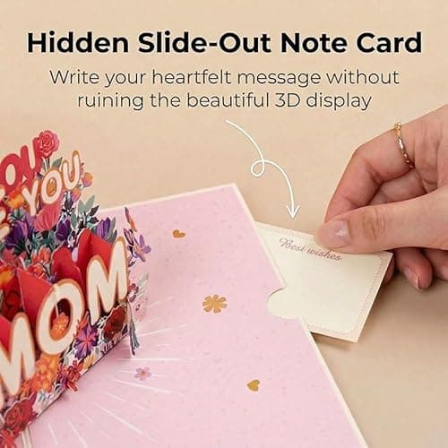 Haveself Mother's Day Card for Mom, 3D Pop Up Floral Greeting Card with Envelope and Message Note, LOVE YOU MOM Birthday Card for Mom, Unique Keepsake Gift from Daughter Son - Thumbnail 3