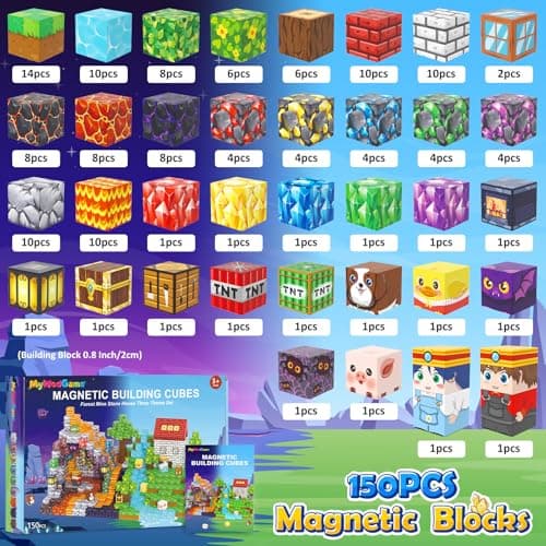 MyWodGame 150PCS Magnetic Blocks Building Toys for 3+ Year Old Boys Girls, Kids Sensory Montessori Construction Toys Christmas Birthday Gifts - Thumbnail 3