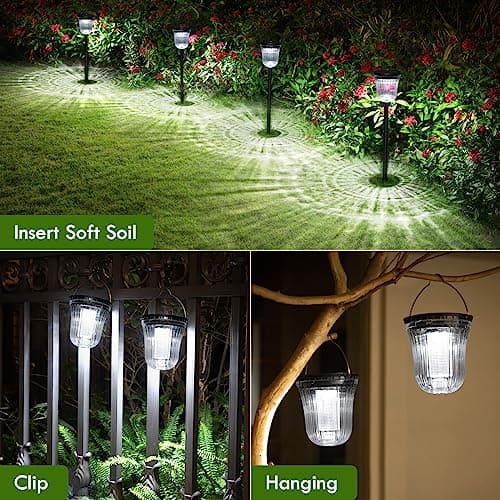 WTGEGF Solar Lights Outside Waterproof, 6 Pack 200 Lumens Super Bright Solar Pathway Lights Outdoor Waterproof with 2 Lighting Modes, Auto On/Off Outdoor Solar Lights for Yard, Walkway, Lawn - Thumbnail 3