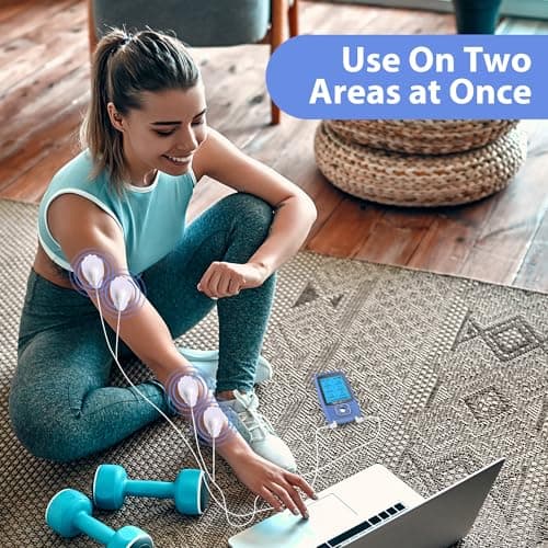 TEC.BEAN 24 Modes Tens Unit Muscle Stimulator, Rechargeable Tens Machine with 8 Electrode Pads (American Gel), Electric Pulse Massager for Pain Relief Therapy（Blue） - Thumbnail 6