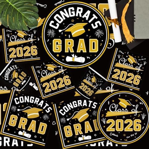 OHOME Graduation Decorations 2026 - Graduation Decorations Class of 2026 - Serve 24 - Black Plates Tablecloth Napkins Cups Banner - Graduation Party Favors Supplies - Thumbnail 6
