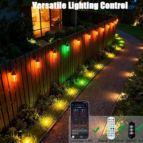 AurNyvaMay Outdoor Ground Lights 31FT Patio Decorations Smart Outdoor Lights 24V with IC+RGB 20 Pathway Light IP67 Waterproof for Christmas Holiday Party APP/Remote Control (unconnectable) - Thumbnail 4