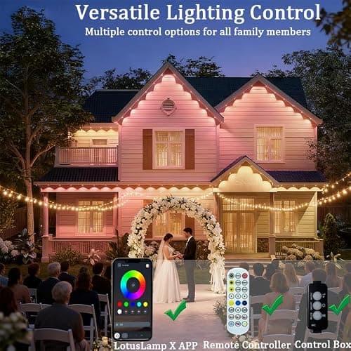 AurNyvaMay Permanent Outdoor Lights,Smart Outdoor Christmas Lights with IC+RGB 20 LED, IP67 Waterproof Eaves Lighting with 213 Modes for Holiday,Party, Daily, APP/Remote Control - Thumbnail 3
