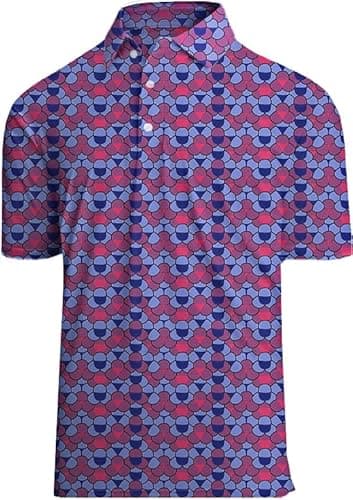Actflare Golf Shirts for Men Dry Fit Moisture Wicking Short Sleeve Performance Print Polo Shirts Funny Color,L - Image 1
