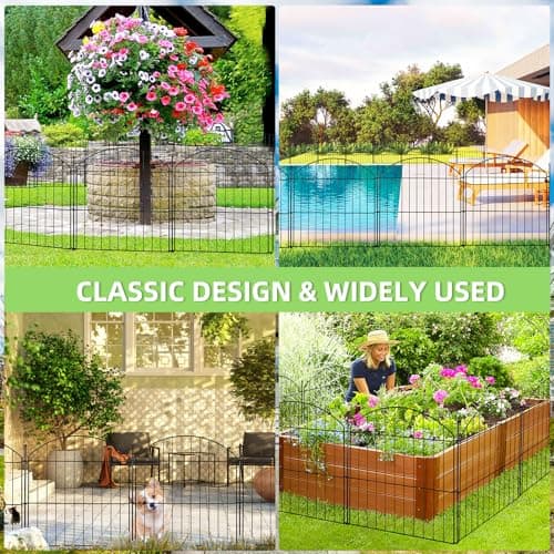 Decorative Garden Fence 24in (H) x10ft (L), 5 Pack No Dig Fence Animal Barrier for Dog with Lock, Arched Flower Bed Edging, Wire Border Panel Fencing for Yard Patio Outdoor Decor - Thumbnail 5
