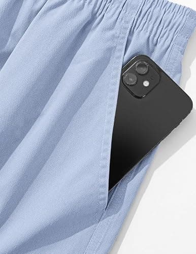 AUSELILY MEN Mens Cargo Shorts Drawstring 9 inch Casual Outdoor Work Relaxed Fit with Pockets Sky Blue 2XL - Thumbnail 2