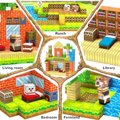 Hiwawind Magnetic Building Blocks Farm Animals, STEM Sensory Magnet Cubes, Montessori Educational Toys for 3 4 5 6 7 8 Year Old Boys & Girls, Birthday Gift - Thumbnail 5