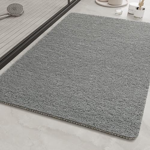 SHUNL Non-Slip Bathtub Mat, Shower Mats for Bath Tub, Loofah Bathroom Mats for Wet Areas, Foot Scrubber Mat, 17x24 Inch Grey - Image 1