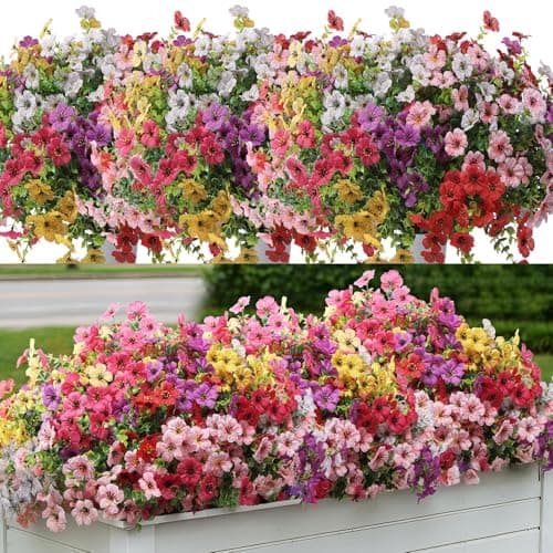 LUOAIYI Artificial Flowers for Outdoors 24 Bundles, UV Resistant Colorful Fake Silk Flower Outdoor Planter Garden Decor Indoor Decorations - Image 1