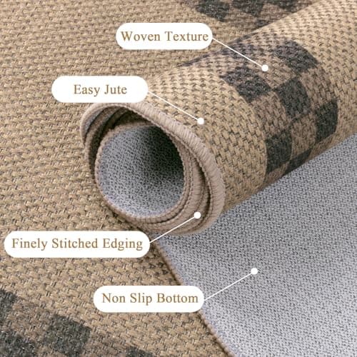 U'Artlines 2'x3' Indoor Door Mat, Entryway Rug, Non Slip Woven Washable Area Rugs, Kitchen Mats for Floor, Front Entrance Doormat for Kitchen Hall Porch Bathroom Bedroom Patio Decor (Checked) - Thumbnail 3