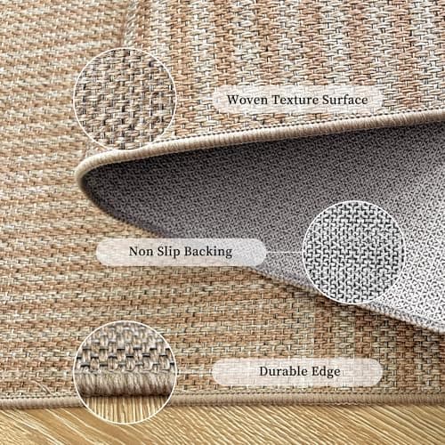 Arvenchy Easy Jute Rug 8x10: Indoor Outdoor Natural Boho Area Rugs for Living Room Patio Washable - Farmhouse Neutral Contemporary Large Carpet for Bedroom Dining Room Backyard Office Non Slip - Thumbnail 3