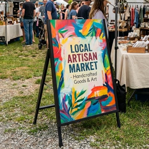 LANGTUKEE 24x36 Sidewalk Sign Single Sided - Heavy Duty L-Frame Metal Poster Stand with Slide-in Design, Angled Outdoor Floor Display Signboard Holder for Business Store and Lobby, Black Frame Only
