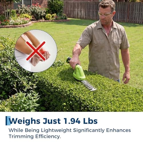 2-in-1 Electric Handheld Hedge Trimmer, Cordless Grass Shear & Shrub Trimme, Lightweight Rechargeable Bush Trimmers, with Type-C Cable, Dual Safety Switch, Brushless Motor, for Yard, Lawn, Garden - Thumbnail 5